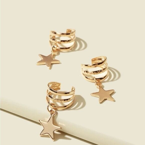 Gold Star 3pc Ear Cuffs - Picture 1 of 2
